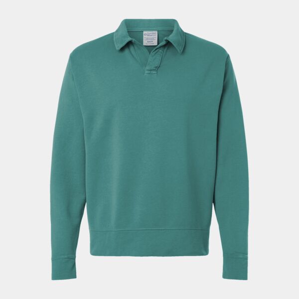 Unisex Garment-Dyed Polo Collar Sweatshirt Thumbnail