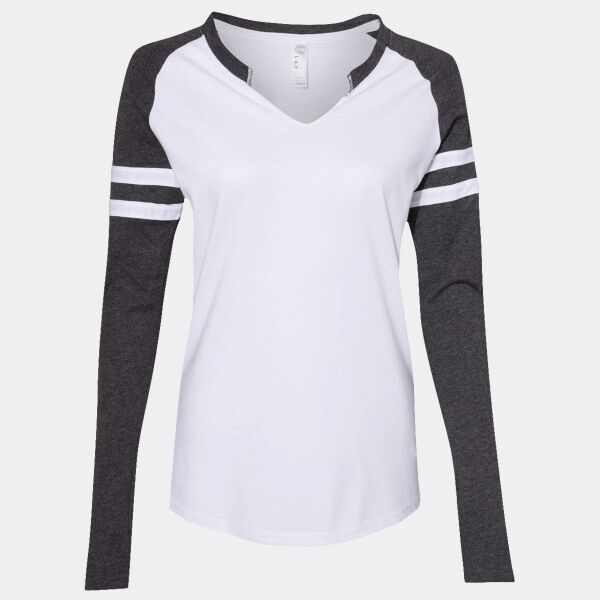 Women's Fine Jersey Mash Up Long Sleeve T-Shirt Thumbnail